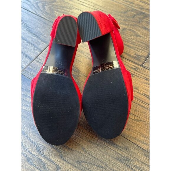ILLUDE Darling Faux Suede Platform Heels Red Sz 6 NIB - Picture 6 of 9